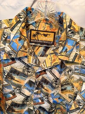 VTG Margaritaville Men’s Medium Relaxed Fit Hawaiian Shirt Jamaica Beach